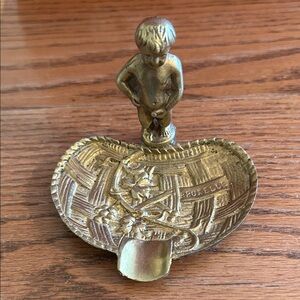 Brass Trinket Dish with Figurine